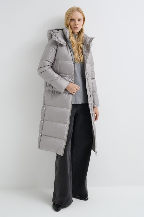пуховое пальто с капюшоном 715345003 фотография