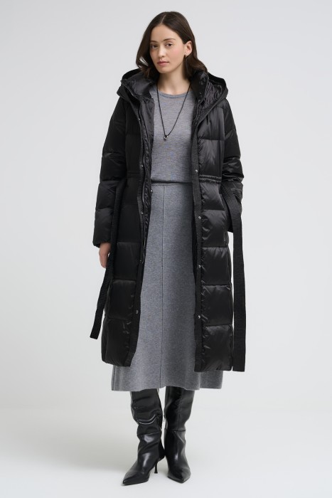 пуховое пальто с капюшоном 716895003 фотография
