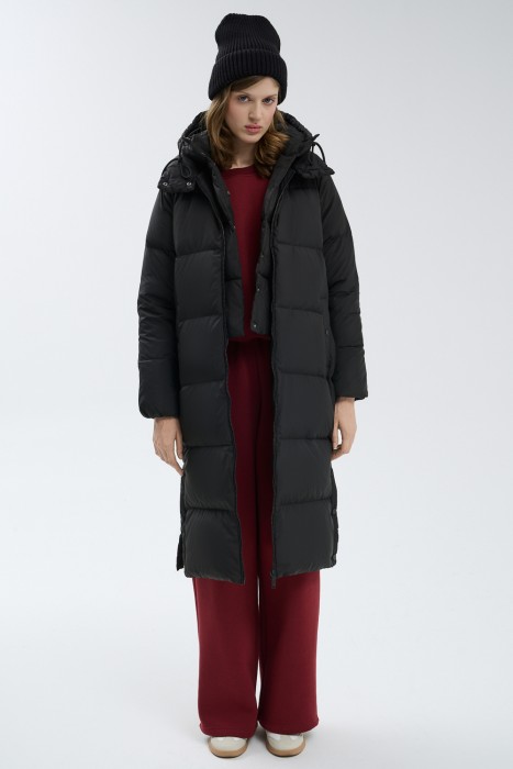 пуховое пальто с капюшоном 724468003 фотография