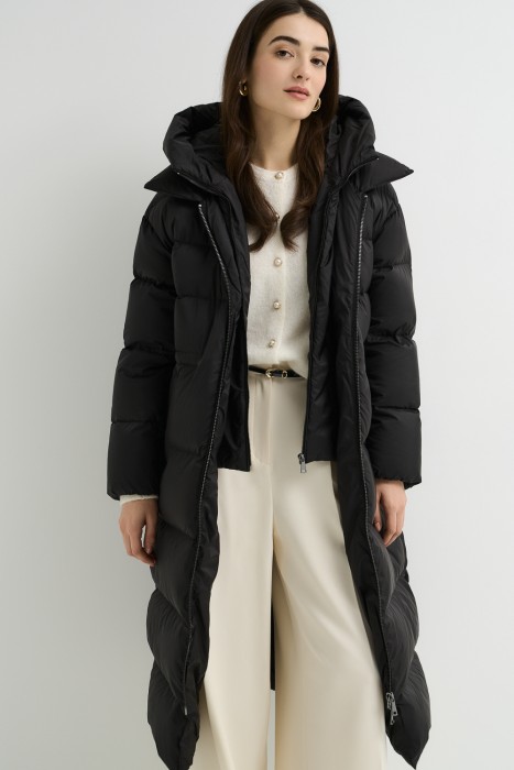 пуховое пальто от бренда снежная королева вид слева