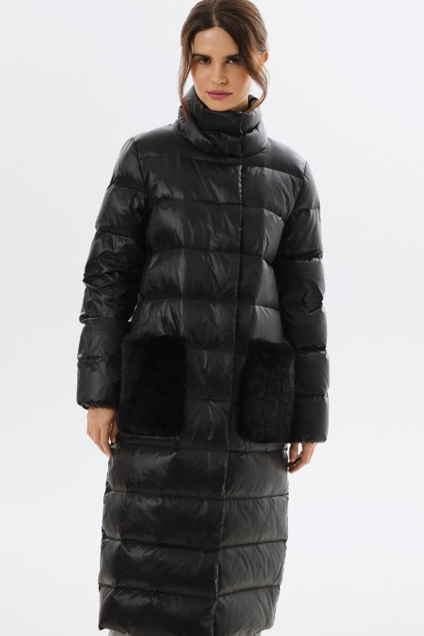 пуховое пальто от бренда снежная королева вид слева