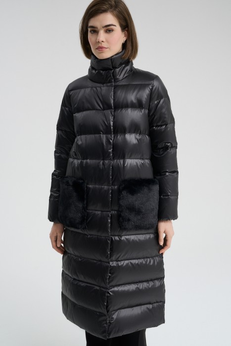 пуховое пальто от бренда снежная королева вид слева