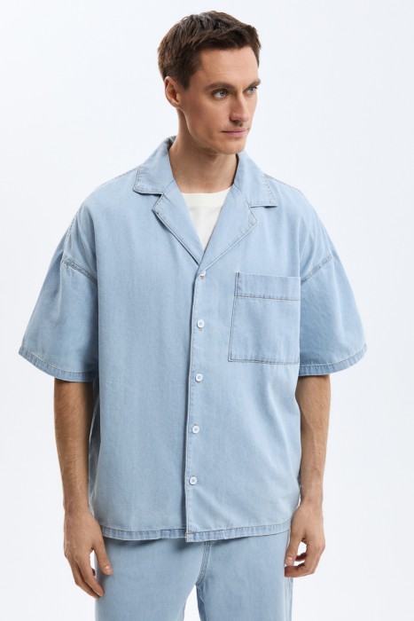 рубашка из денима из россии вид сбоку