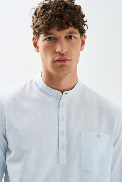 рубашка из хлопка и льна по цене 1540 руб вид справа