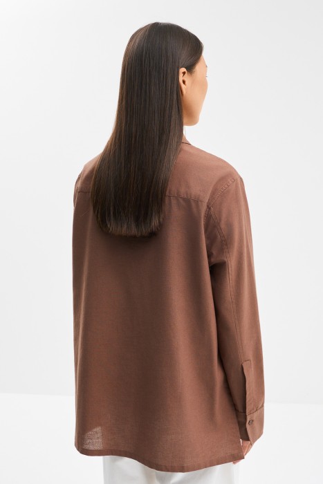 рубашка из хлопка и льна по цене 1540 руб вид справа