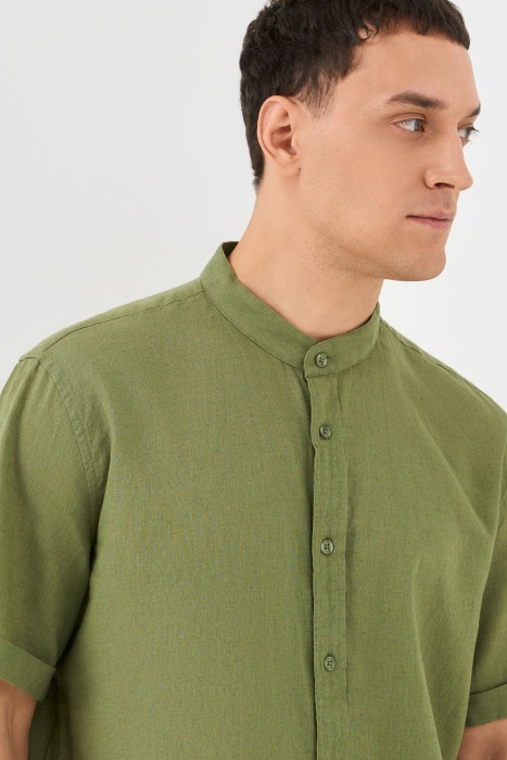 рубашка изо льна и хлопка из россии вид сбоку