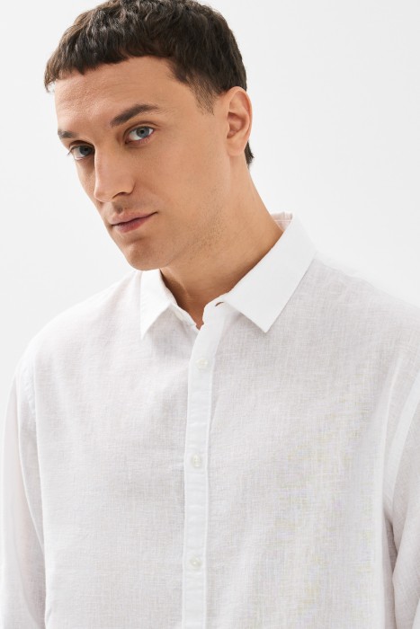 рубашка изо льна и хлопка из россии вид сбоку