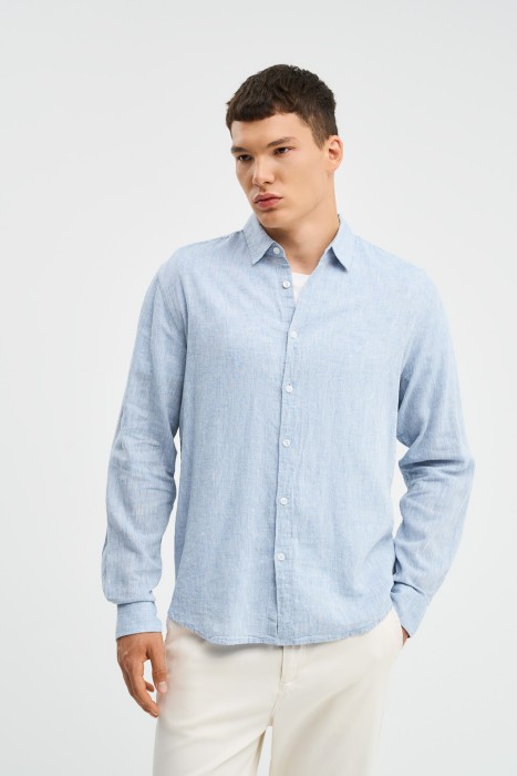 рубашка изо льна и хлопка от бренда снежная королева вид слева