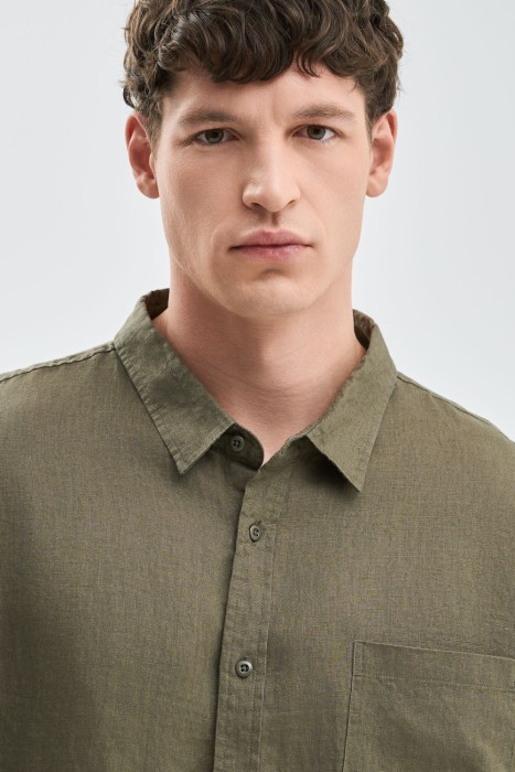 рубашка изо льна от бренда снежная королева вид слева