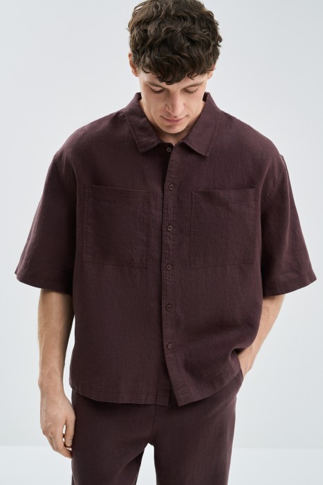 рубашка изо льна от бренда снежная королева вид слева