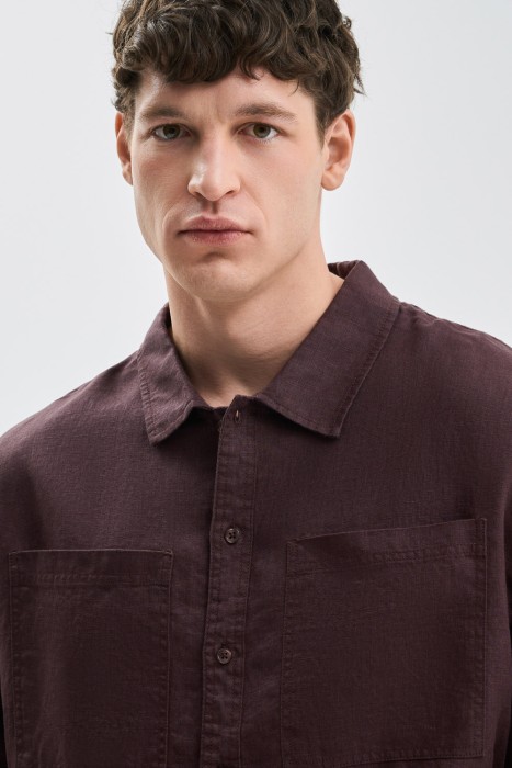 рубашка изо льна из россии вид сбоку