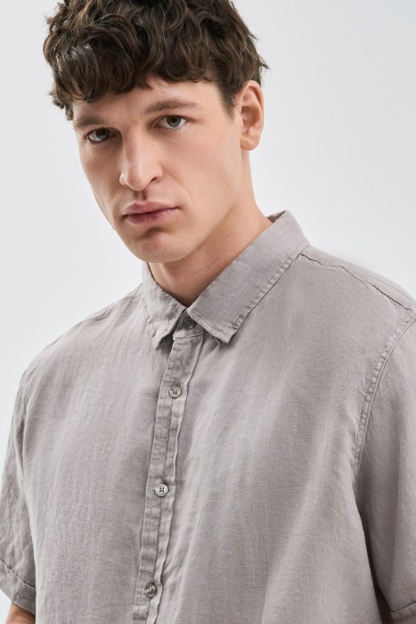 рубашка изо льна из россии вид сбоку