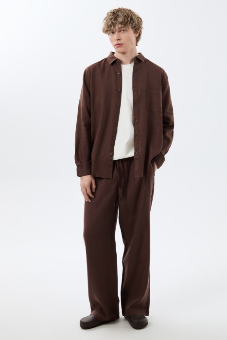 рубашка изо льна от бренда снежная королева вид слева