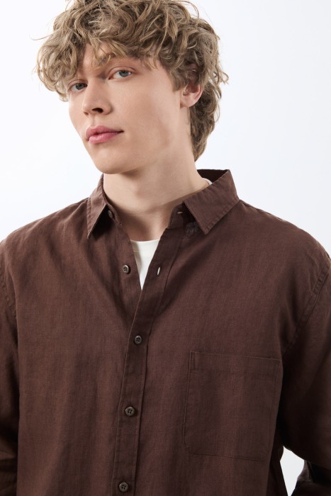 рубашка изо льна из россии вид сбоку