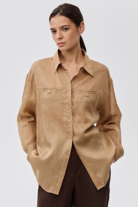 рубашка изо льна от бренда снежная королева вид слева