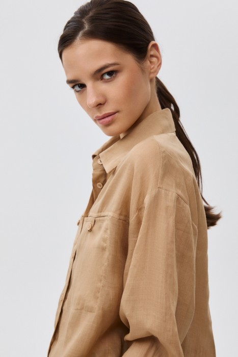 рубашка изо льна из россии вид сбоку