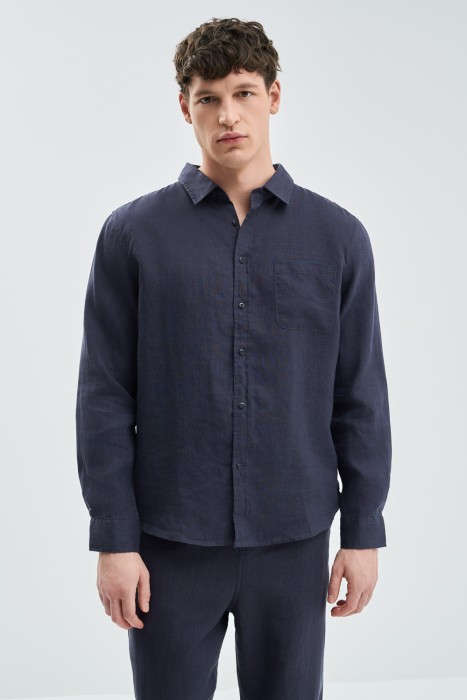 рубашка изо льна от бренда снежная королева вид слева