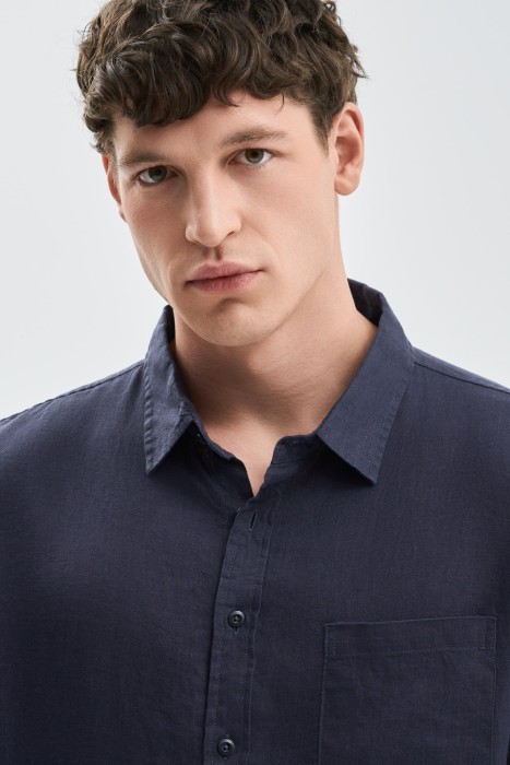 рубашка изо льна из россии вид сбоку