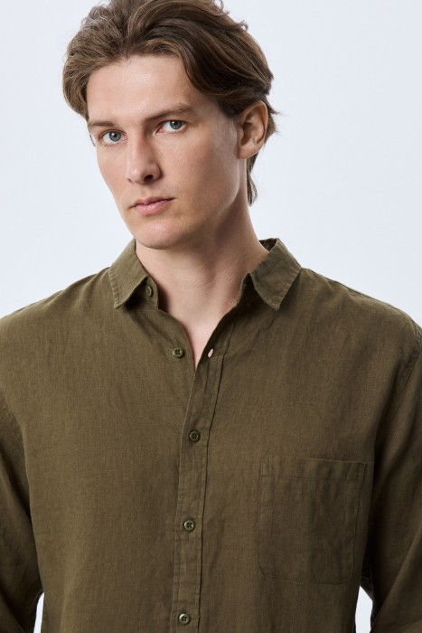рубашка изо льна из россии вид сбоку