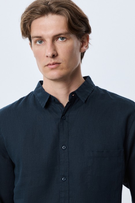 рубашка изо льна из россии вид сбоку