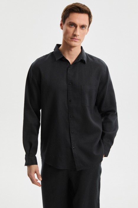 рубашка изо льна от бренда снежная королева вид слева