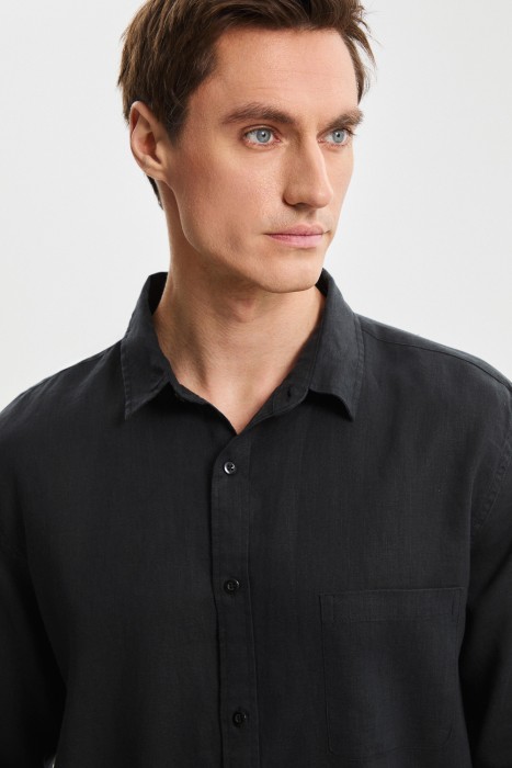 рубашка изо льна из россии вид сбоку