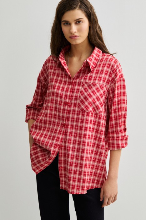 рубашка в клетку от бренда снежная королева вид слева