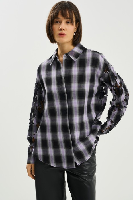 рубашка в клетку от бренда снежная королева вид слева