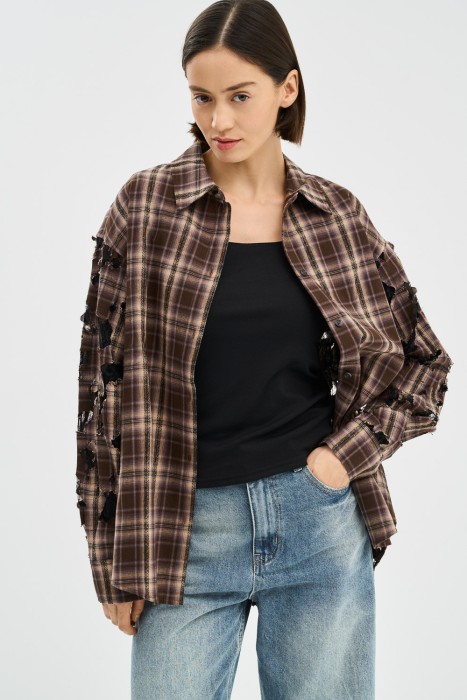 рубашка в клетку от бренда снежная королева вид слева