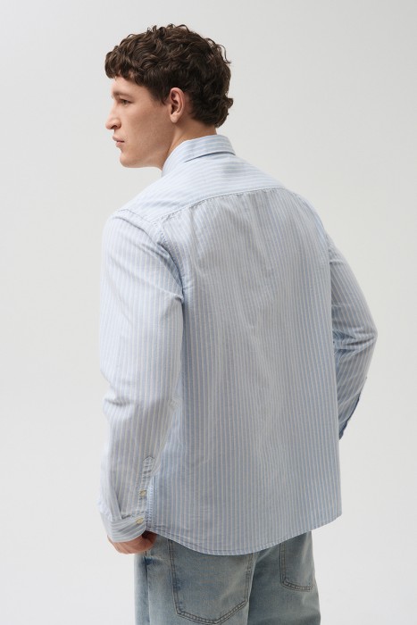 рубашка в полоску из россии вид сбоку