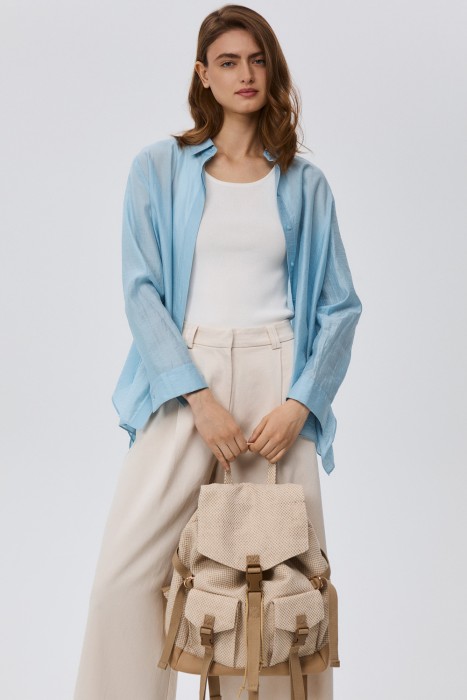 рюкзак из текстиля от бренда снежная королева вид слева