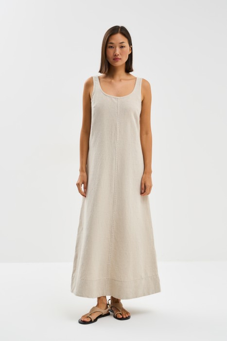 сарафан изо льна и хлопка от бренда снежная королева вид слева