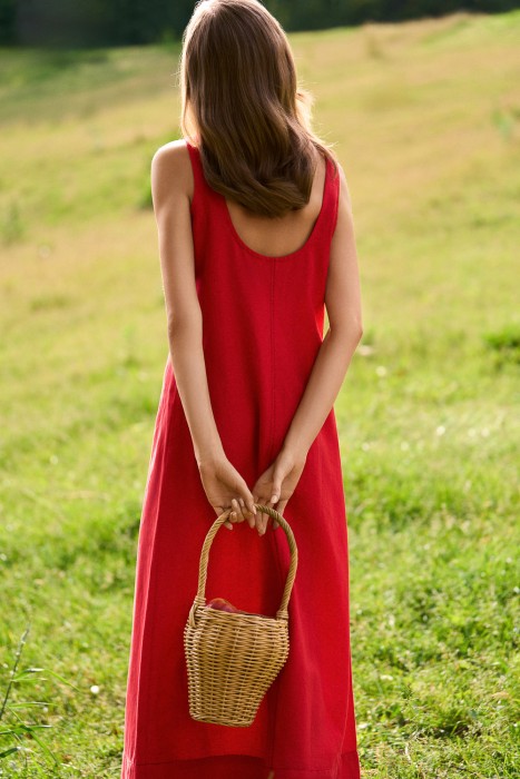 сарафан изо льна и хлопка от бренда снежная королева вид слева