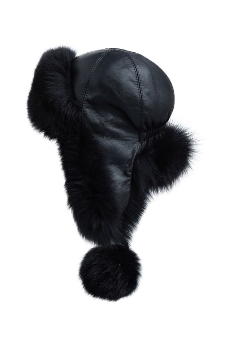 шапка-ушанка из меха песца 802913003 фотография