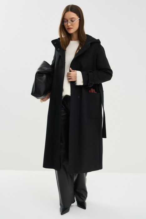 шерстяное пальто с капюшоном 788312003 фотография