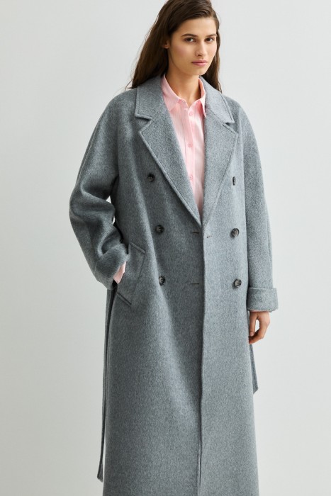 шерстяное пальто с поясом по цене 18710 руб вид справа