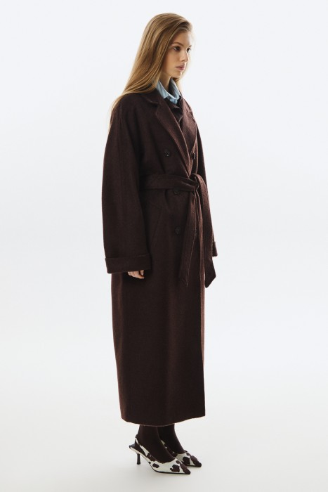 шерстяное пальто с поясом по цене 21590 руб вид справа