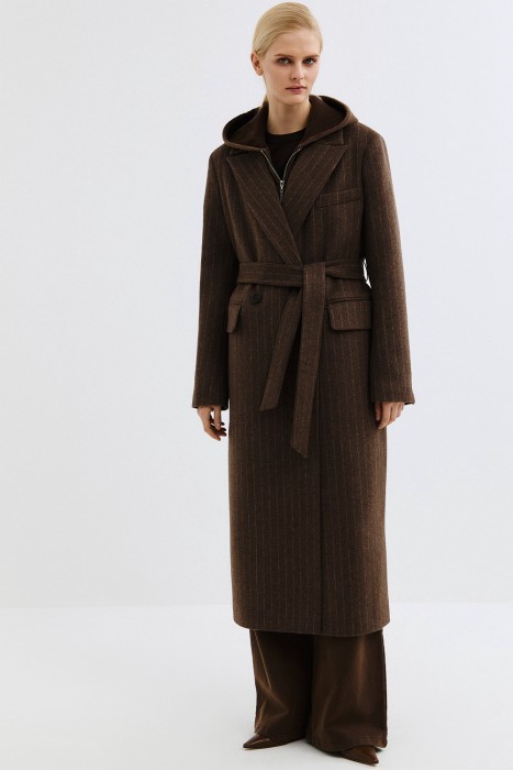 шерстяное пальто с поясом по цене 17170 руб вид справа