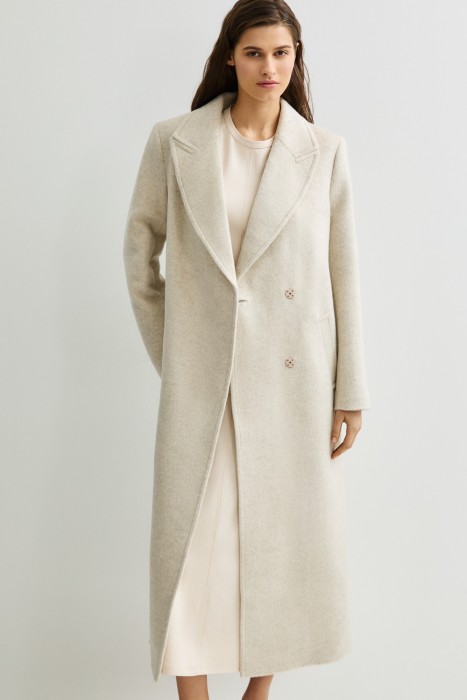 шерстяное пальто с поясом 812702003 фотография