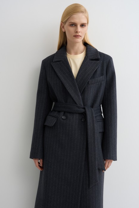 шерстяное пальто с поясом по цене 17170 руб вид справа