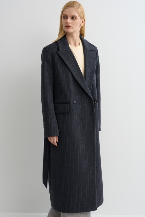 шерстяное пальто с поясом из россии вид сбоку