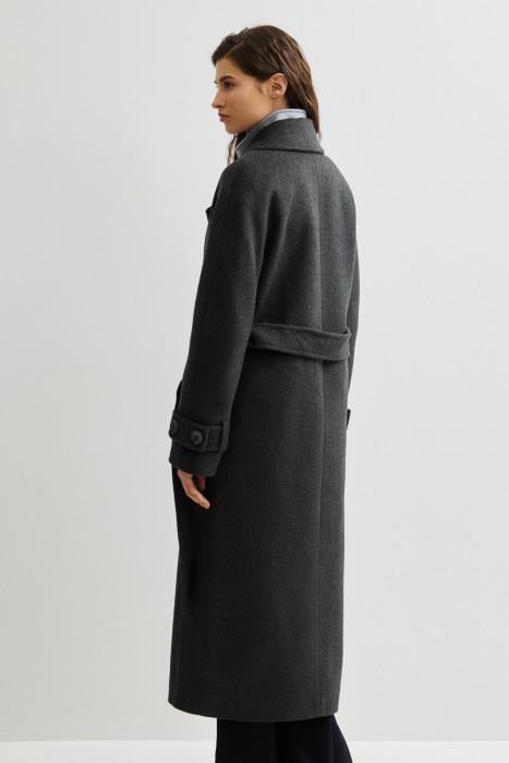 шерстяное пальто с поясом по цене 15250 руб вид справа