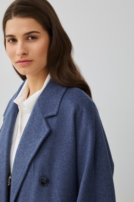 шерстяное пальто с поясом из россии вид сбоку