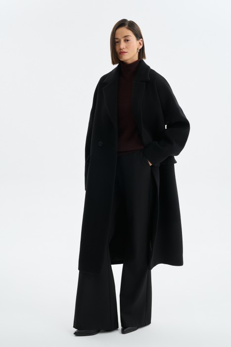 шерстяное пальто с поясом 797728003 фотография
