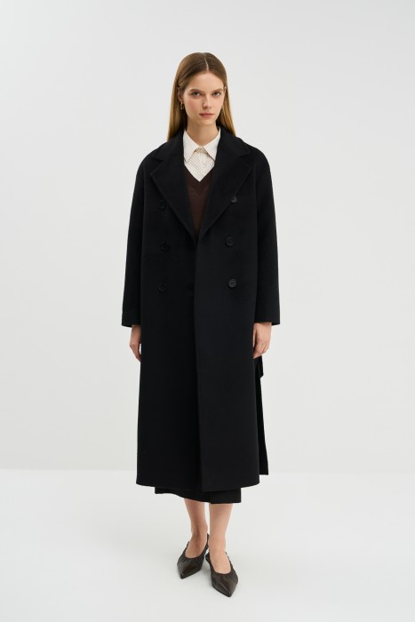 шерстяное пальто с поясом из россии вид сбоку