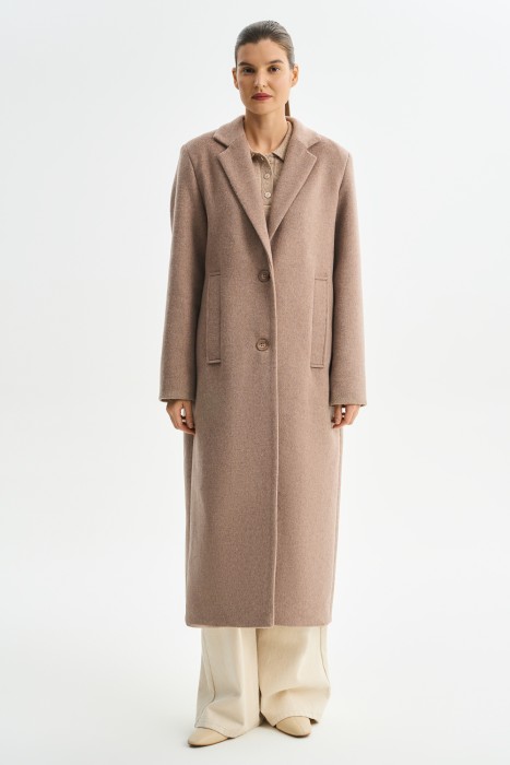 шерстяное пальто от бренда снежная королева вид слева