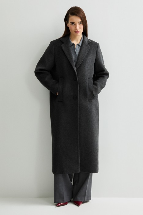 шерстяное пальто от бренда снежная королева вид слева