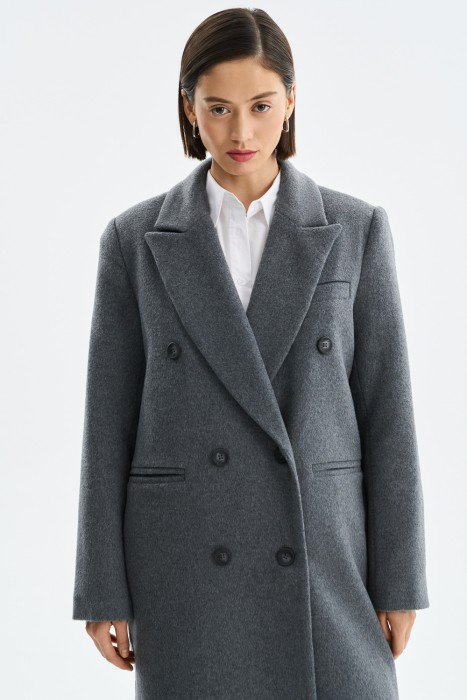 шерстяное пальто от бренда снежная королева вид слева