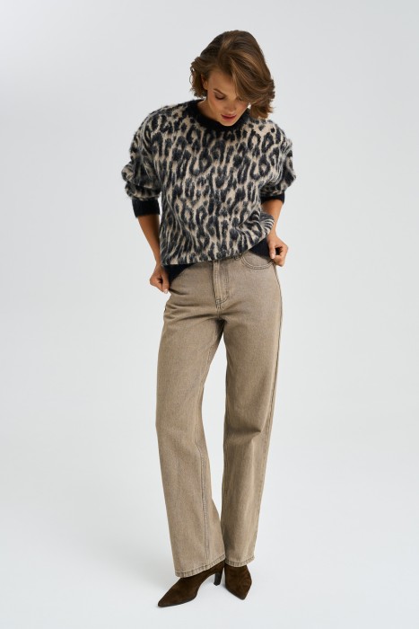 шерстяной джемпер анималистичной расцветки по цене 2140 руб вид справа