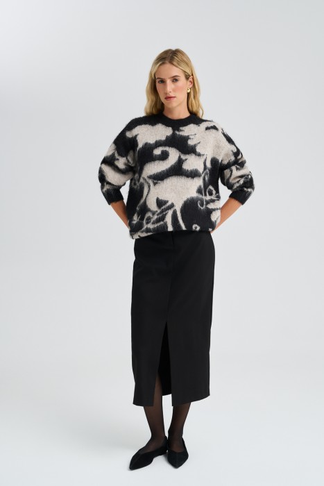 шерстяной джемпер с узорами из россии вид сбоку